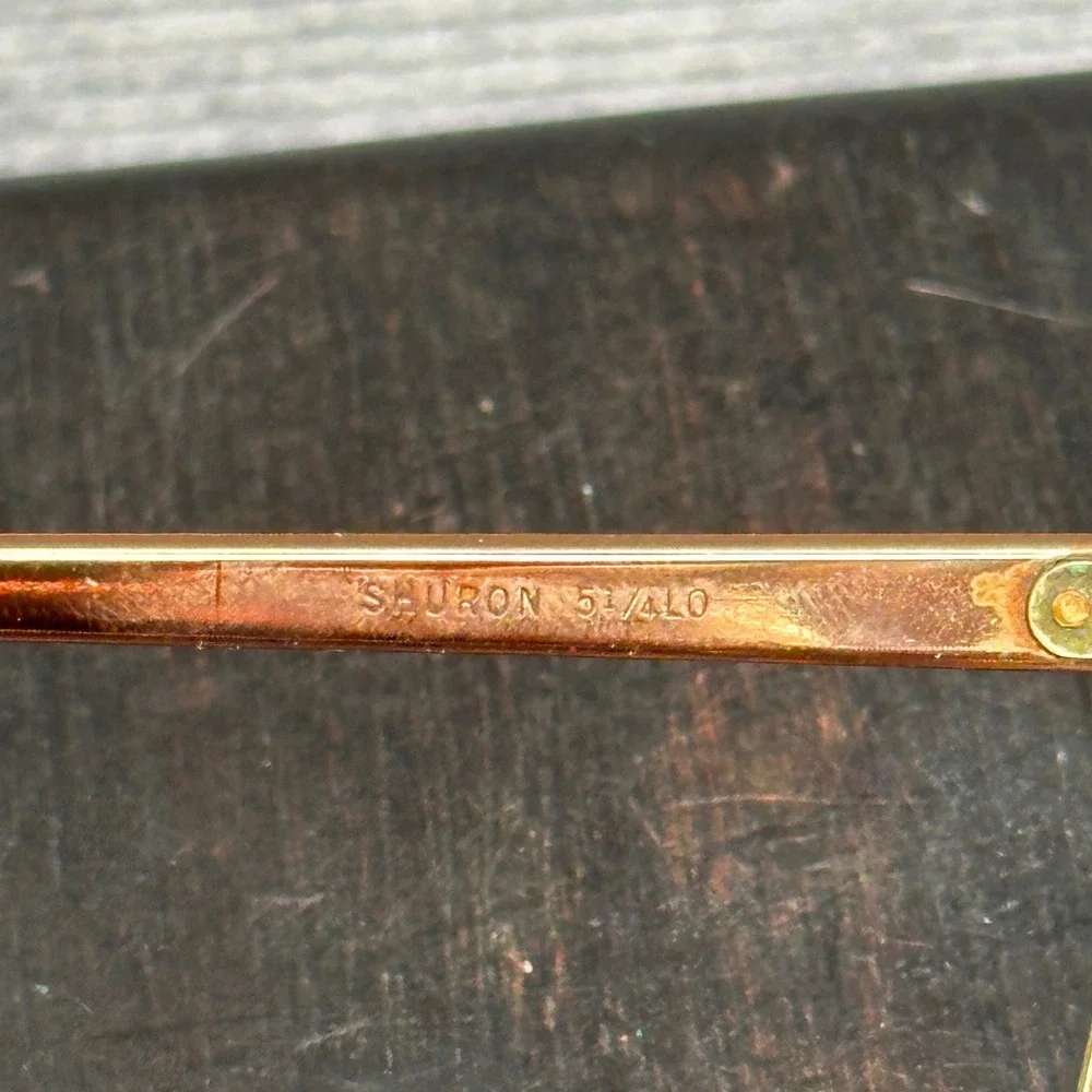 Vintage 50s Shuron Cat Eye Glasses Gold Copper Browline Frames 5 1/4 LO